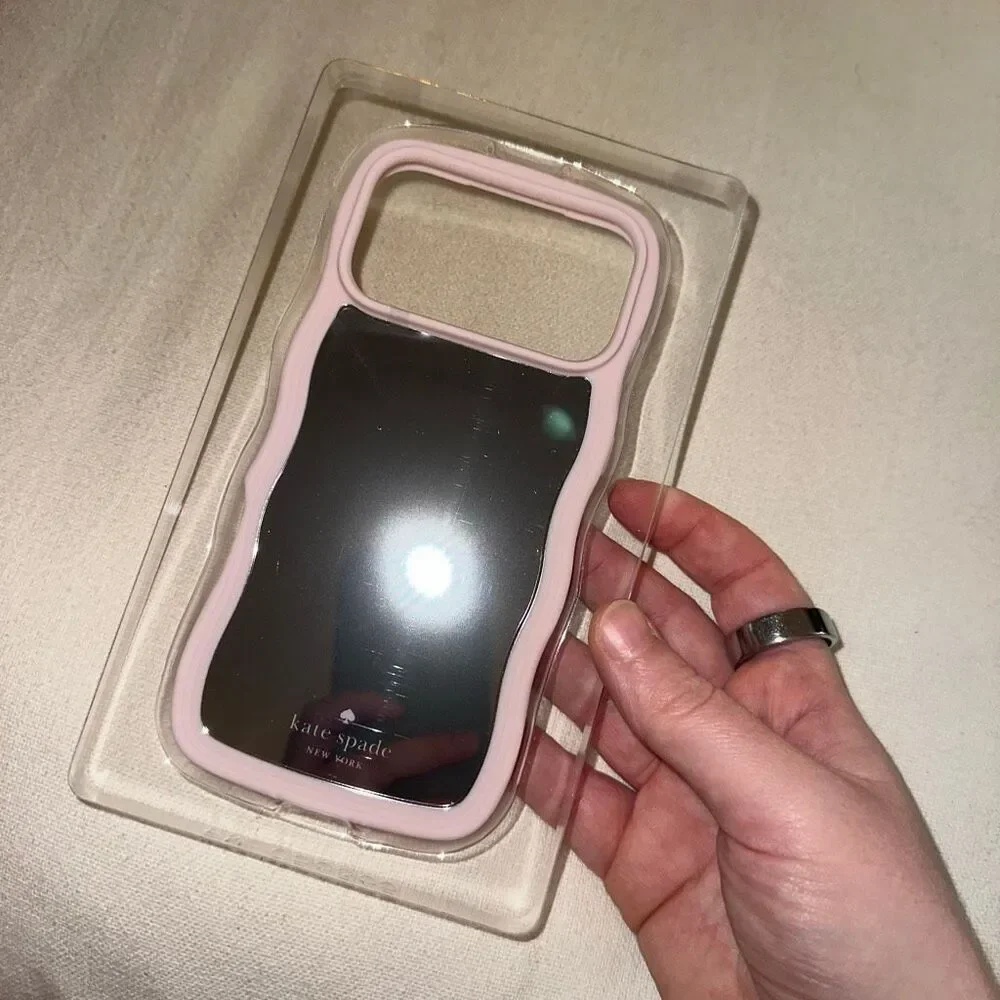 Kate Spade New York iPhone 17 Pro Max Phone Case Light Pink Wavy Mirror NWT